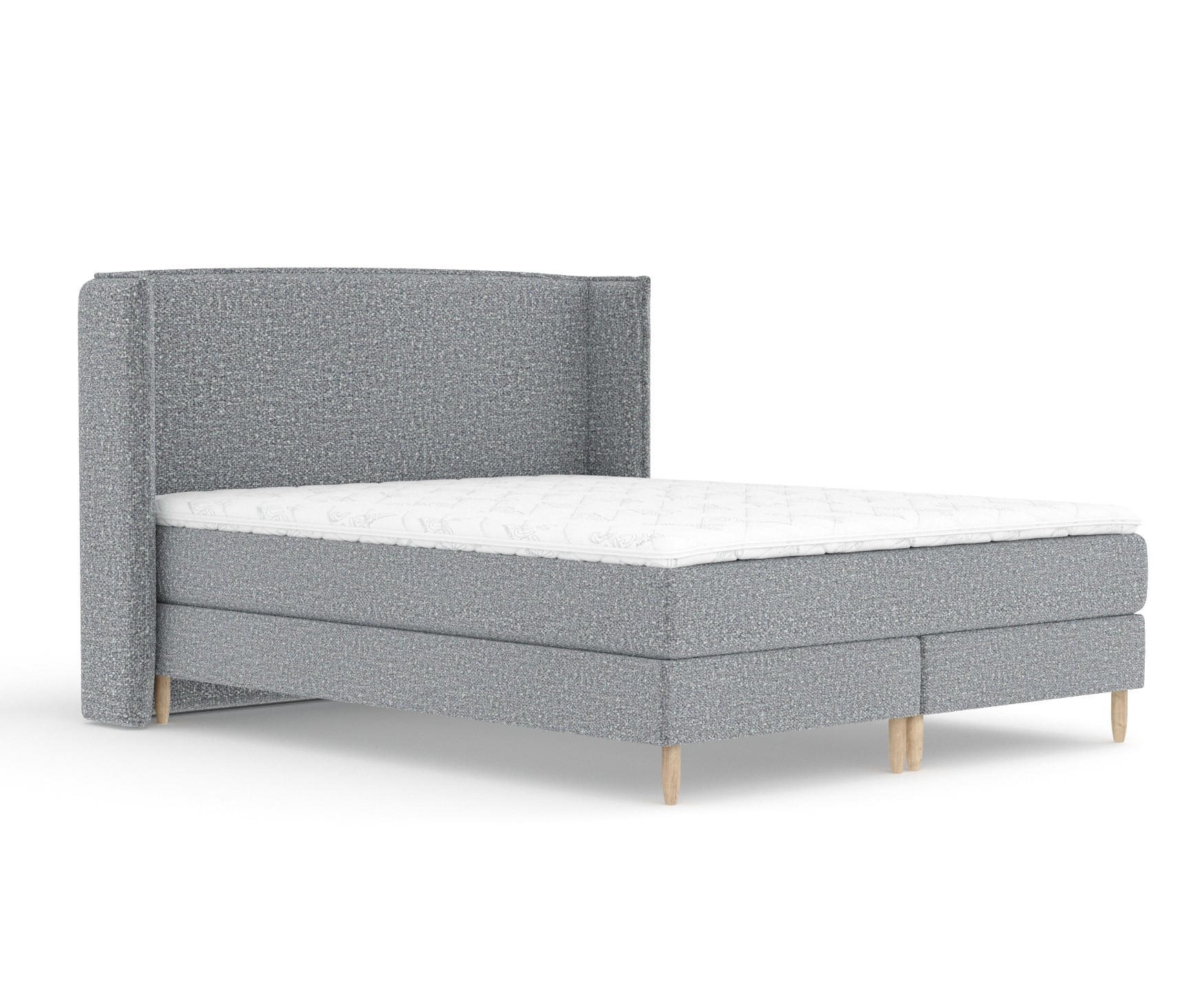 KONTINENTALBETT Ardis Beige Grau 160/200 cm mit Matratze und Topper - Naturfarben/Grau, Holz/Holzwerkstoff (160/200cm) - Maison de Reve