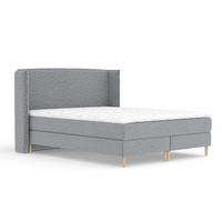 KONTINENTALBETT Ardis Beige Grau 160/200 cm mit Matratze und Topper - Naturfarben/Grau, Holz/Holzwerkstoff (160/200cm) - Maison de Reve