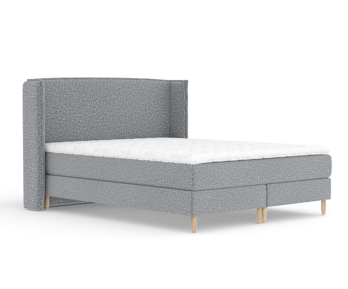 KONTINENTALBETT Ardis Beige Grau 160/200 cm mit Matratze und Topper - Naturfarben/Grau, Holz/Holzwerkstoff (160/200cm) - Maison de Reve