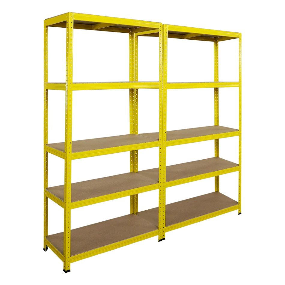 WOHNREGAL 2er YELLOW BEE Set, HxBxT 180x90x40cm, Fachlast 175kg, 5 Ebenen, Gelb - Gelb, Metall (180/180/40cm) - BERLINLODGE