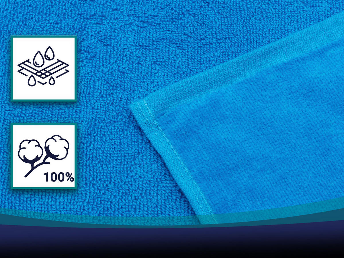 STRANDTUCH, 100x200 cm, 100% Baumwolle, Blau - Türkis, Textil (100/200cm) - Zollner