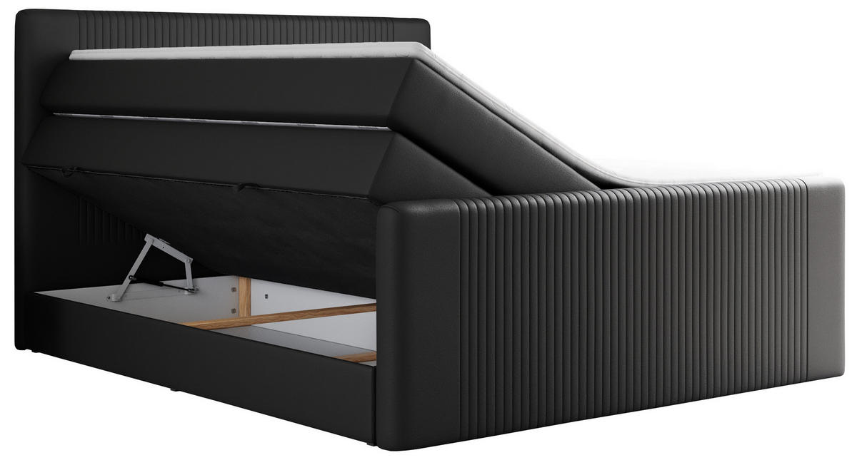 BOXSPRINGBETT KING DOREN 180/200 Schwarz Kunstleder - H4 - Schwarz, Holz/Textil (180/200cm) - MKS