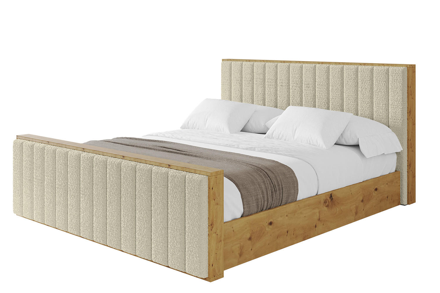 POLSTERBETT mit Bettkasten, Fußteil und Lattenrost, Boxbett ohne Matratze - ENZO4-Z 160x200 Beige - Taupe, Holzwerkstoff/Textil (160/200cm) - ALTDECOR