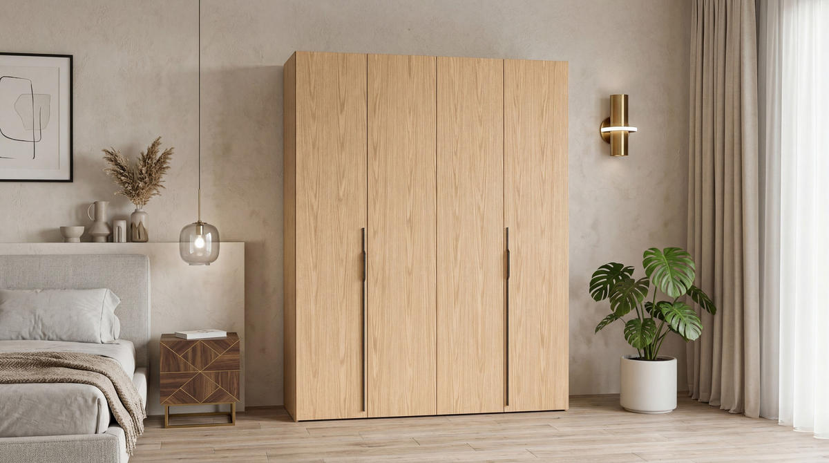 DREHTÜRENSCHRANK ANCONA 200/240/58cm 4-türig Eichefarben - Eichefarben, Holzwerkstoff (200/240/58cm) - MASSENO