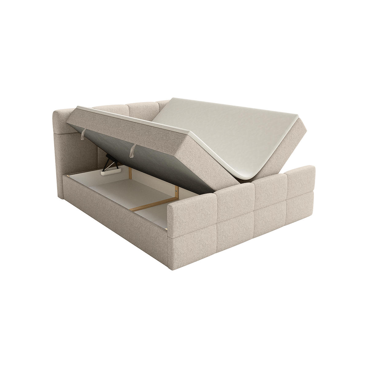 BOXSPRINGBETT ALZEA 200x200 cm, Beige - Beige, Textil (200/200cm) - Fedve