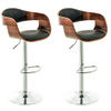 BARHOCKER 2er Set Nadan Kunstleder Walnuss/schwarz - Schwarz, Leder/Metall (50/88/48cm) - DELUKE