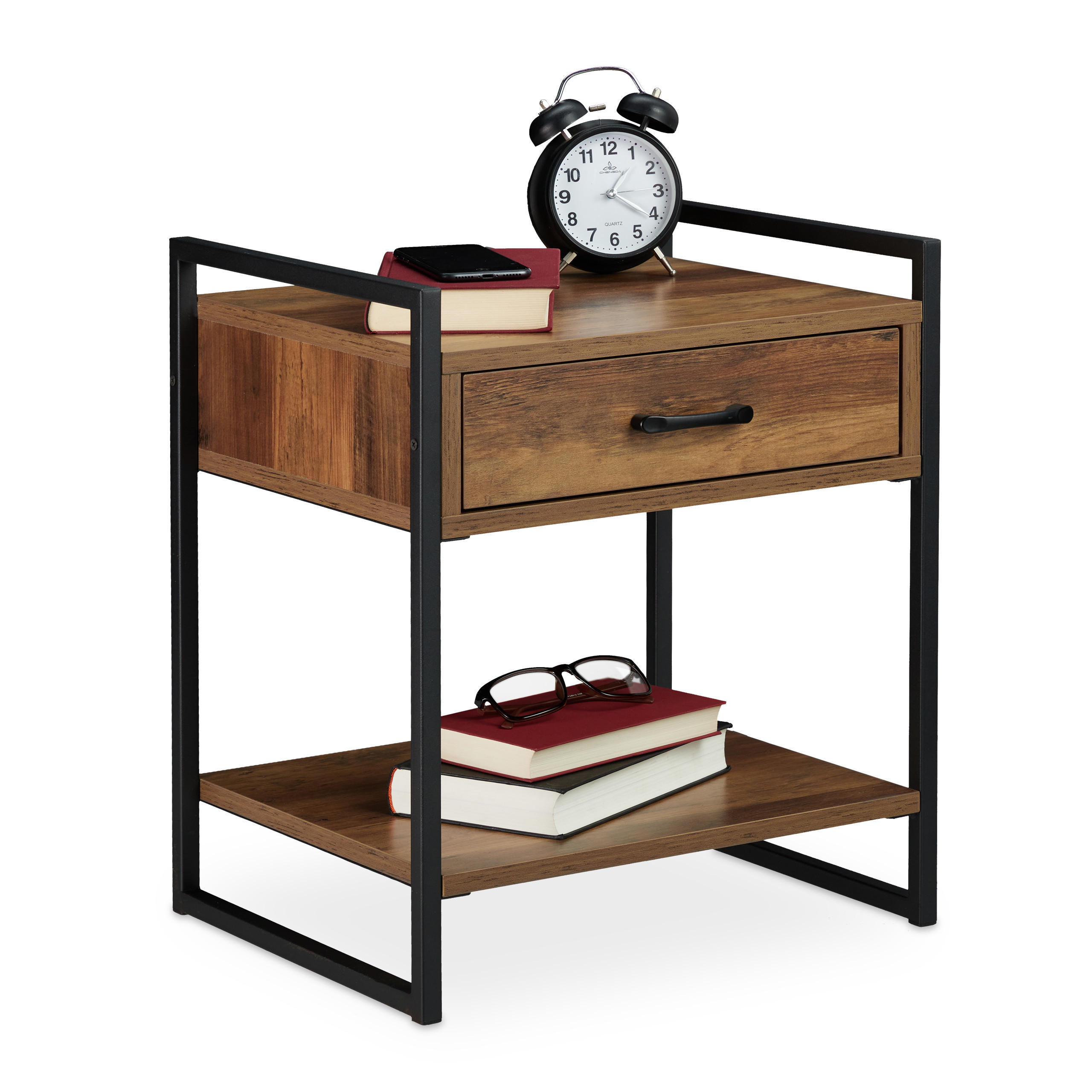 NACHTTISCH - Multicolor, Holzwerkstoff/Metall (37/43/50cm) - Relaxdays