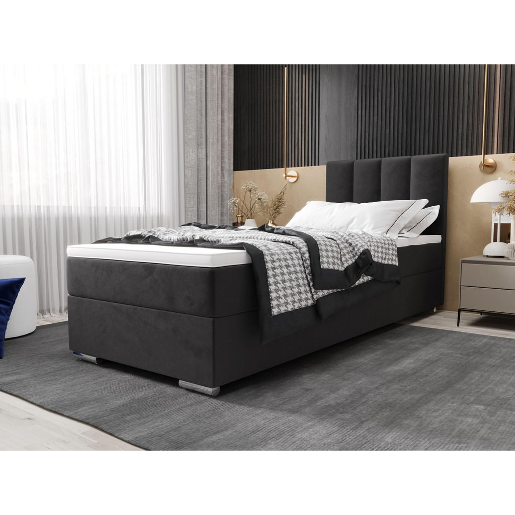 Thumbnail - Bedante Boxbett, Dunkelgrau, Textil, Höhe ca. 19 cm, 90x200 cm, Oeko-Tex® Standard 100, Schlafzimmer, Betten, Boxspringb...