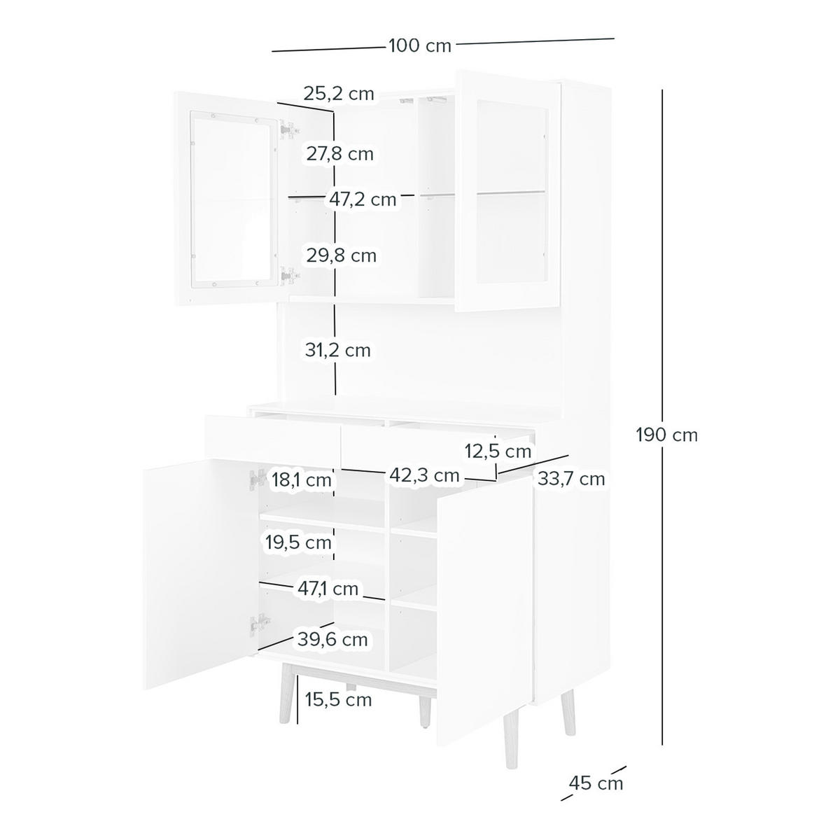 BUFFET - Weiß - Eichefarben/Weiß, Holzwerkstoff (100/190/45cm) - home24