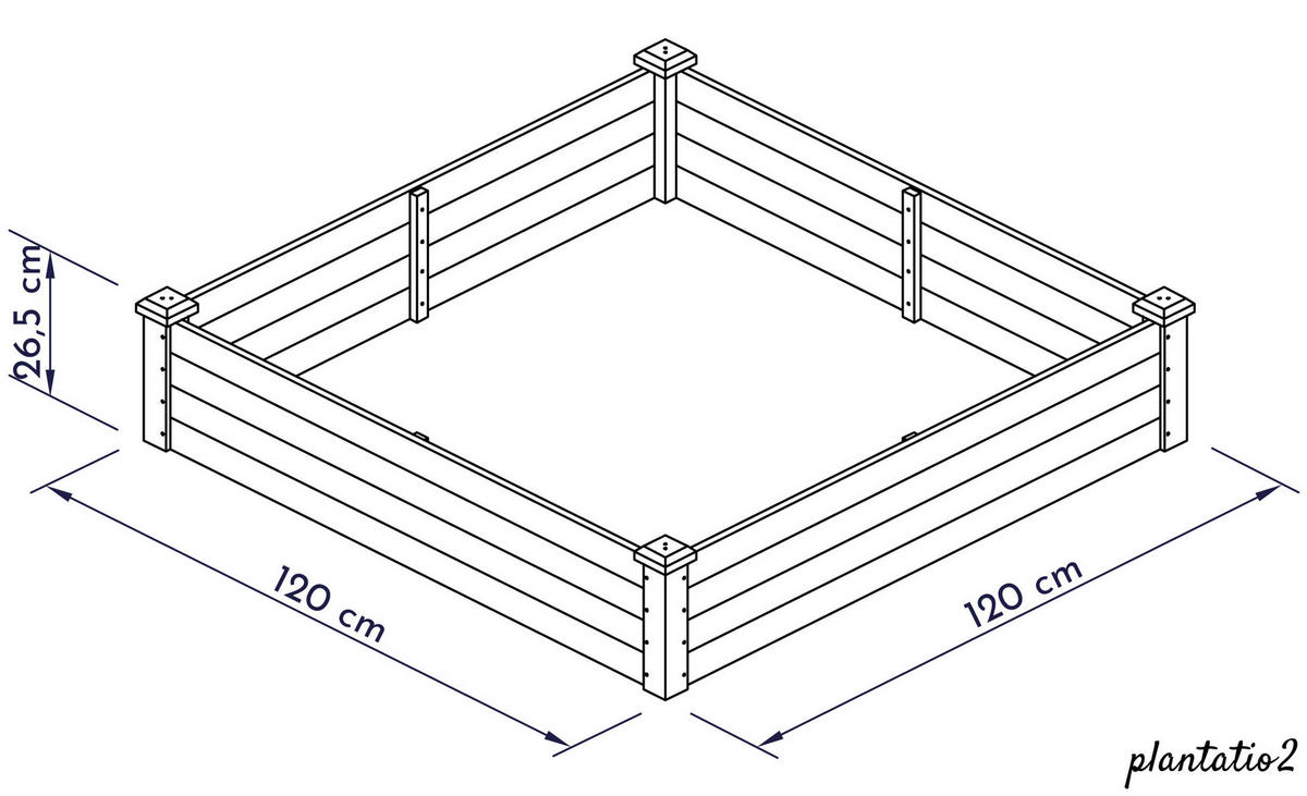 HOCHBEET-UMRANDUNG aus Holz für Garten, quadratisch - Weiß, Holz (120/26.5/120cm) - WONDERMAKE