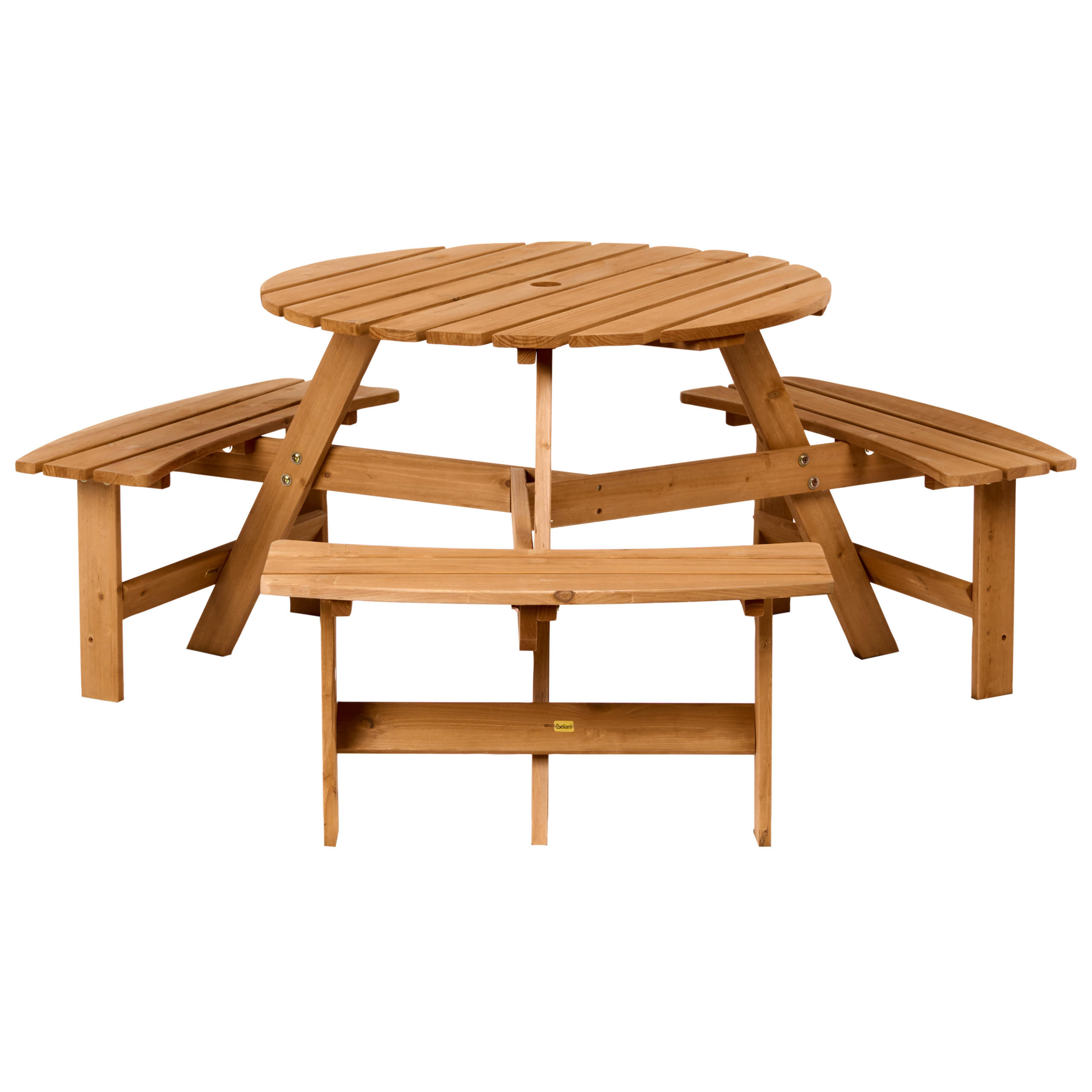 PICKNICKTISCH mit Bänken Tannenholz Hellbraun Calascibetta - Hellbraun, Holz - Beliani