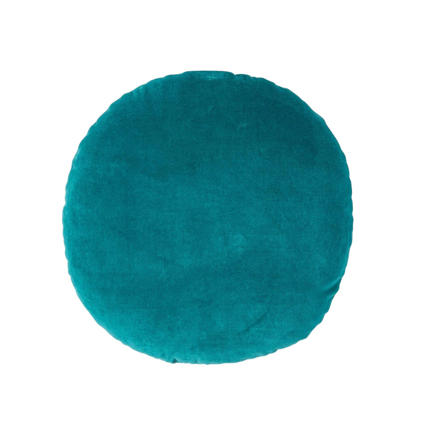 DEKOKISSEN rund petrol, Baumwollsamt?40 cm - Petrol, Textil (40/40cm) - Homescapes