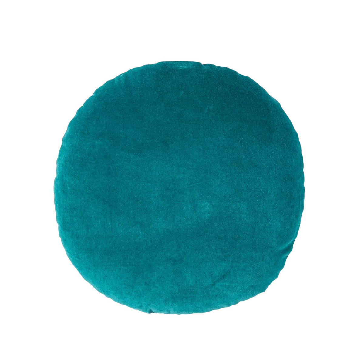 DEKOKISSEN rund petrol, Baumwollsamt?40 cm - Petrol, Textil (40/40cm) - Homescapes