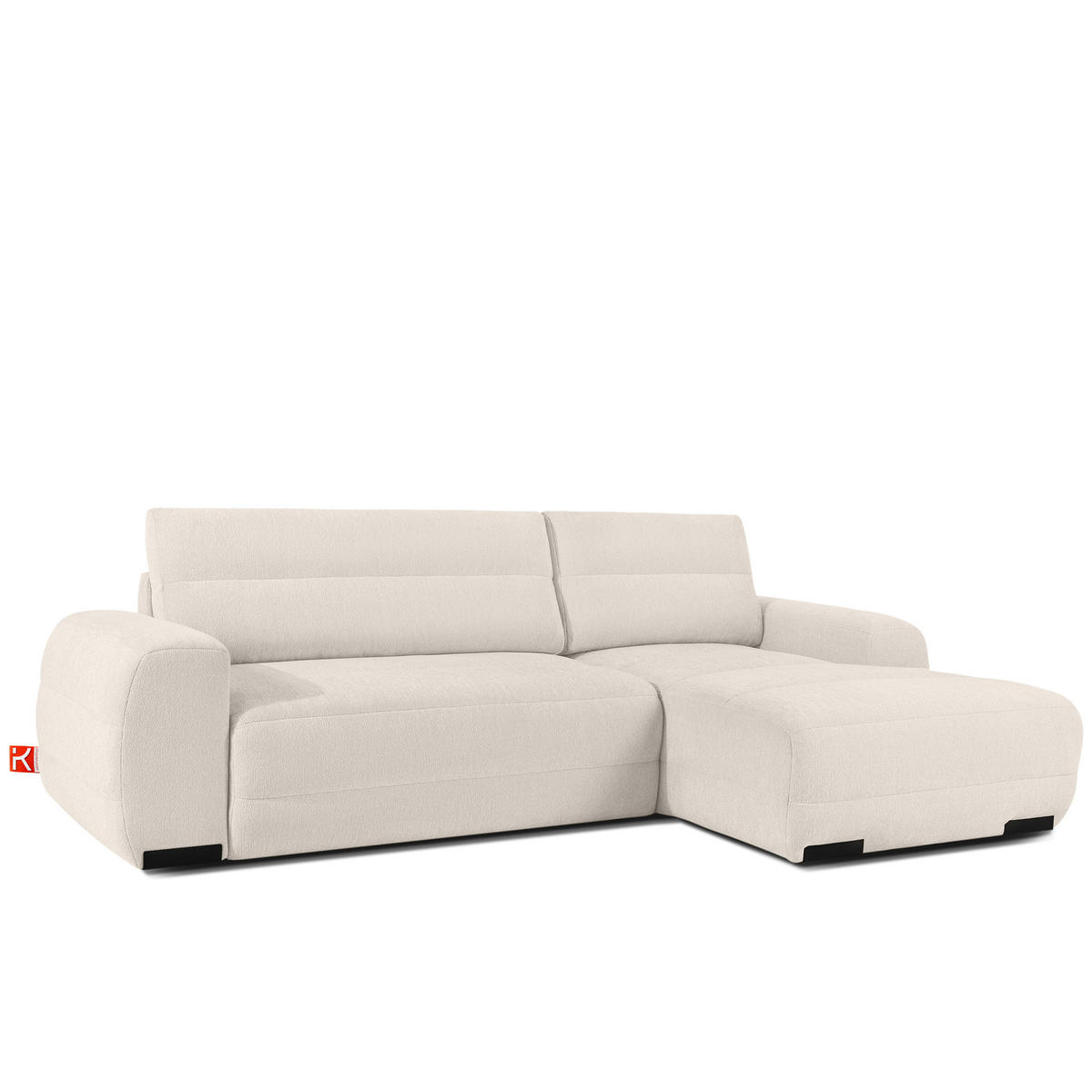 ECKSOFA RECHTS BLUME, Ecru - Ecru, Holz/Holzwerkstoff (271/164cm) - KONSIMO®