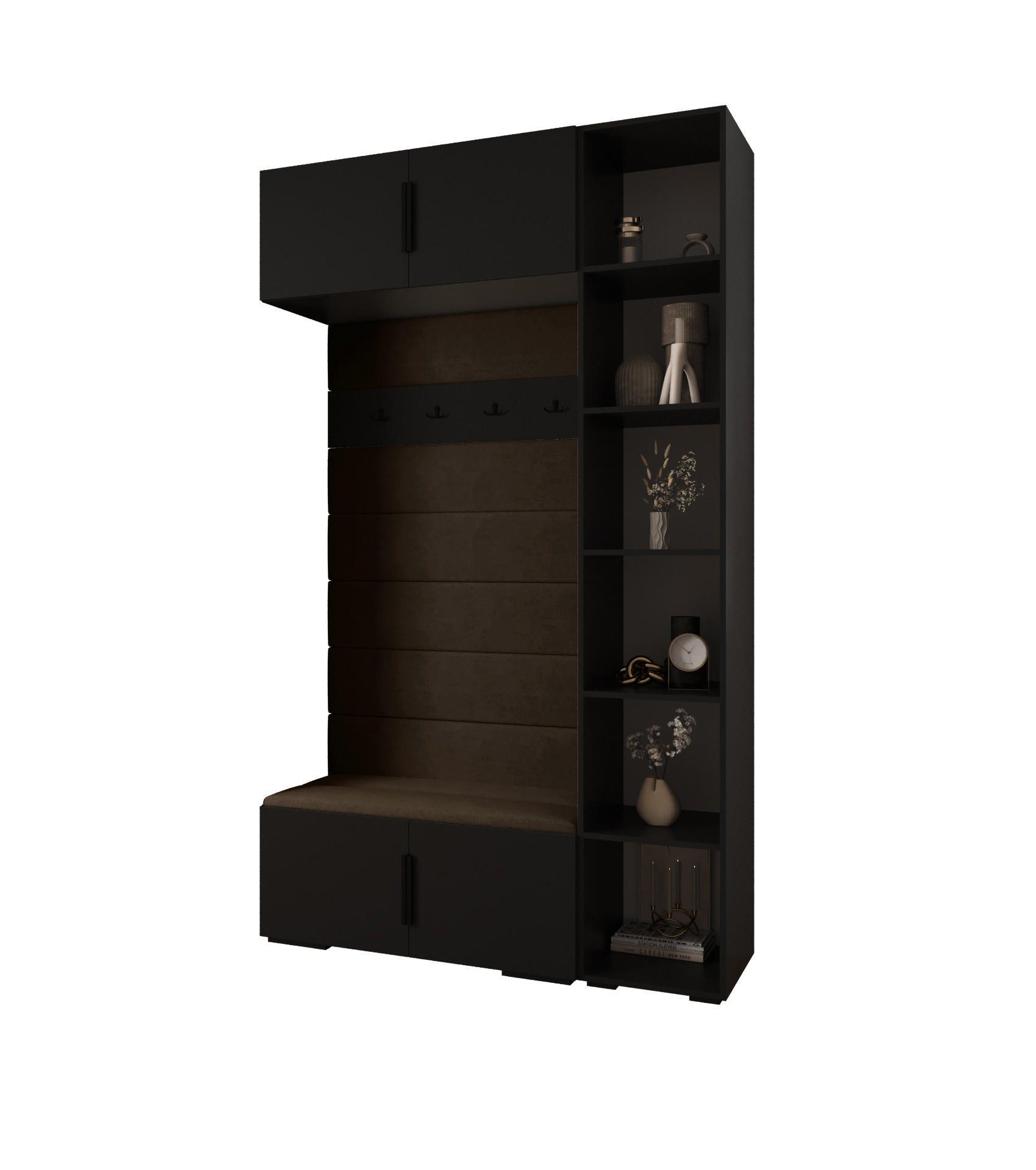 Abiks Möbel Garderoben-Set Schwarz, Braun, Schwarz 140x236.7x47 cm