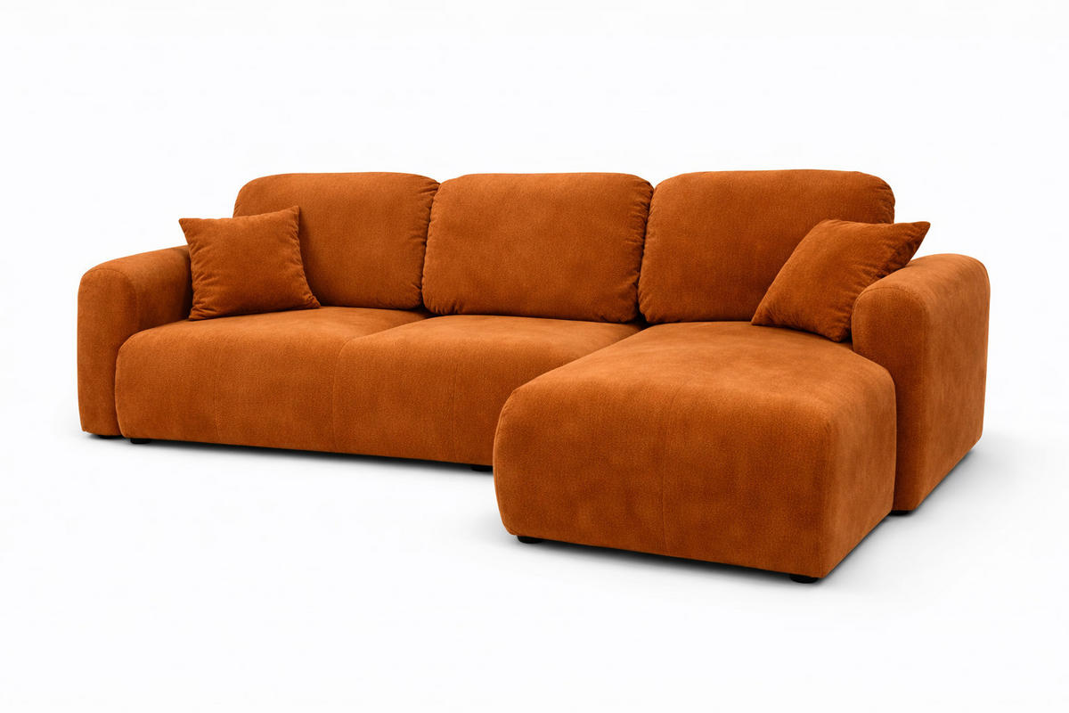 ECKSOFA Mit Schlaffunktion Und Bettkasten, Sofa L-Form Bingo L, Veloursstoff Salvador, Braun, Rechts - Braun, Holz (250/142cm) - Kaiser Möbel