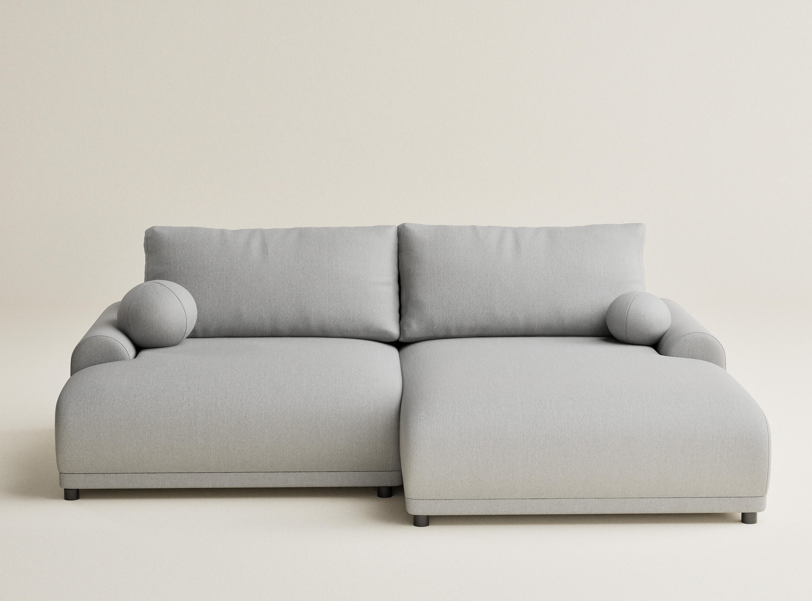 ECKSOFA MIT SCHLAFFUNKTION Tallin Hellgrau Webstoff - Hellgrau/Schwarz, Holz/Holzwerkstoff (240/145cm) - Maison de Reve