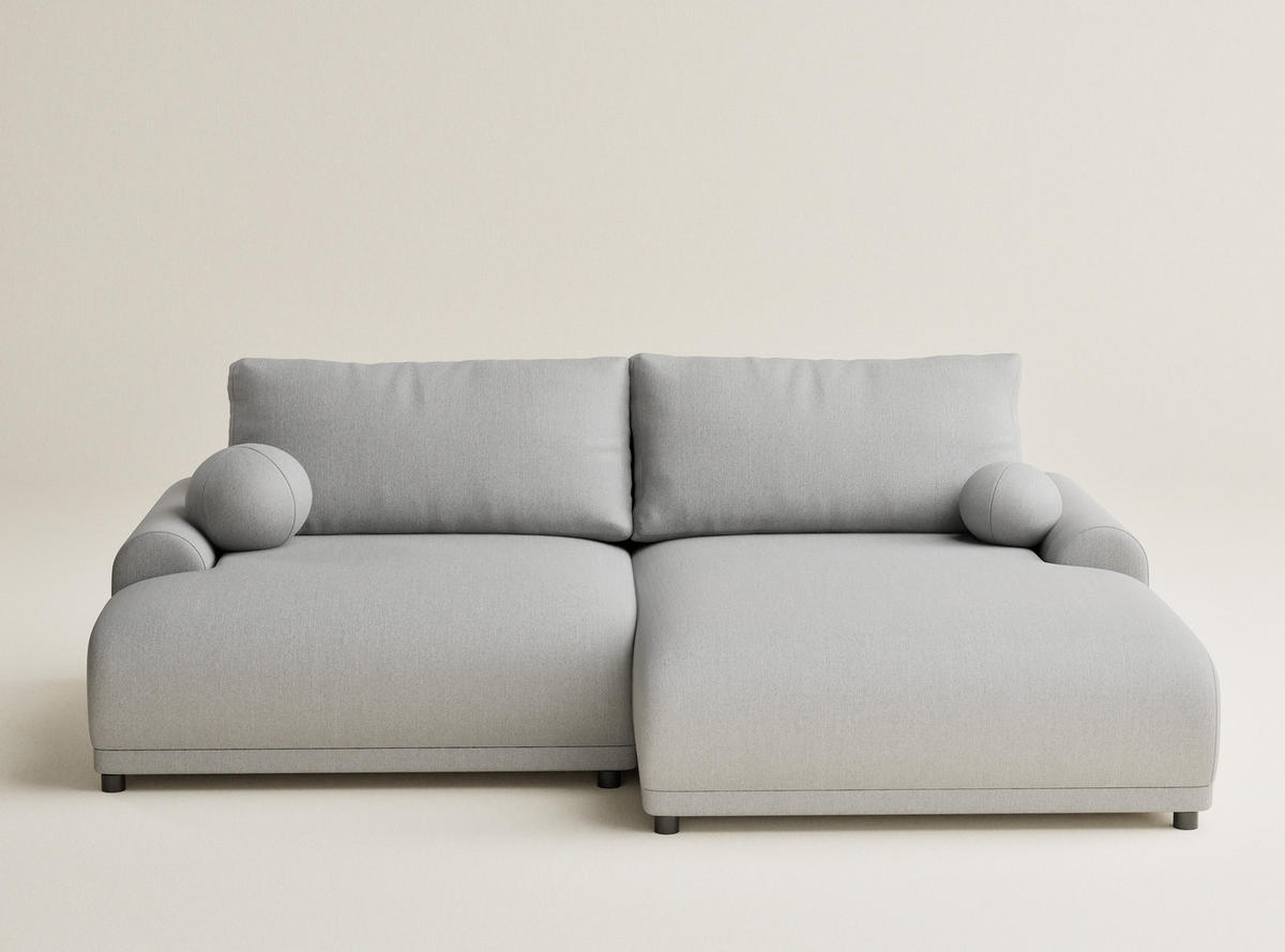 ECKSOFA MIT SCHLAFFUNKTION Tallin Hellgrau Webstoff - Hellgrau/Schwarz, Holz/Holzwerkstoff (240/145cm) - Maison de Reve