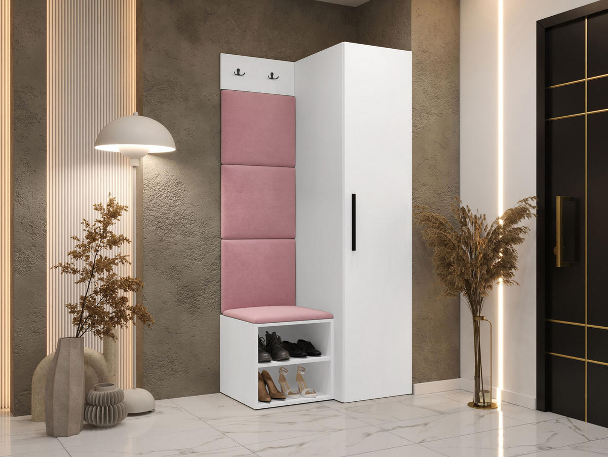 GARDEROBEN-SET Medi III - Hellrosa/Schwarz, Holzwerkstoff/Kunststoff (40/191/50cm) - MIRJAN24