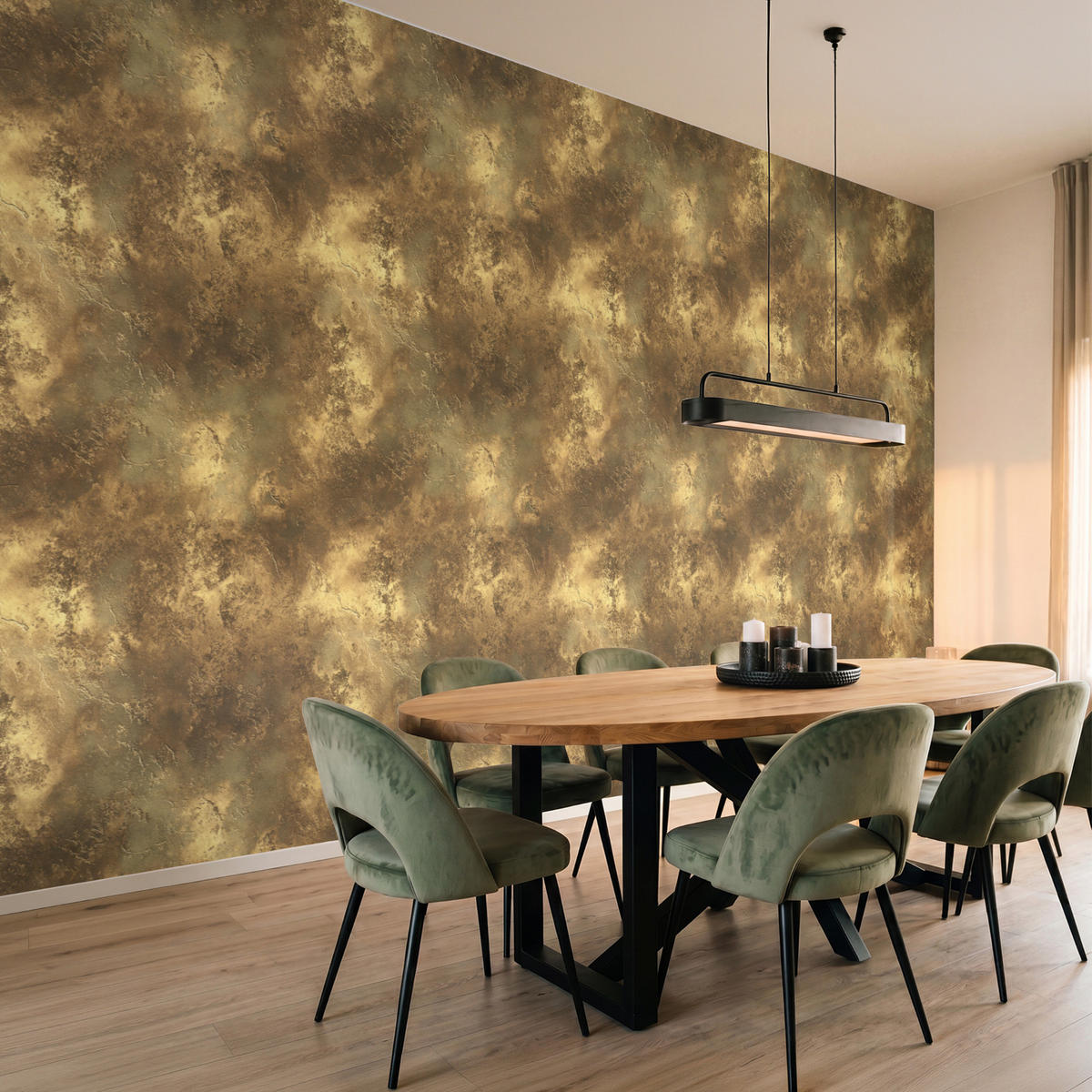 TAPETE - Antik - Metallic-Look - Gold - 450x240 cm - Messingfarben, Papier (450/240cm) - OnlyWow