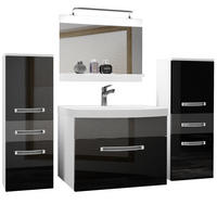 BADMÖBEL Badezimmer Schwarz Silber Glänzend - Silberfarben/Schwarz, Holz (140/81/40cm) - B BELINI GROUP