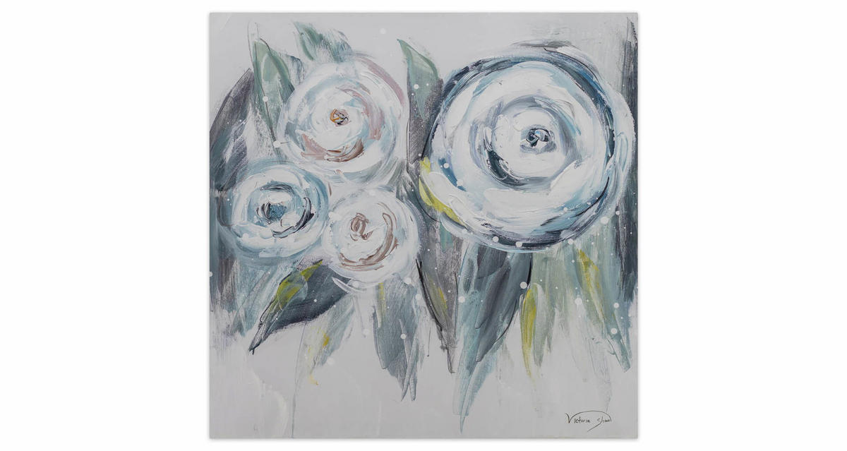 ACRYLBILD HANDGEMALT 60/60 cm - Blau, Holz/Textil (2/60cm) - KUNSTLOFT