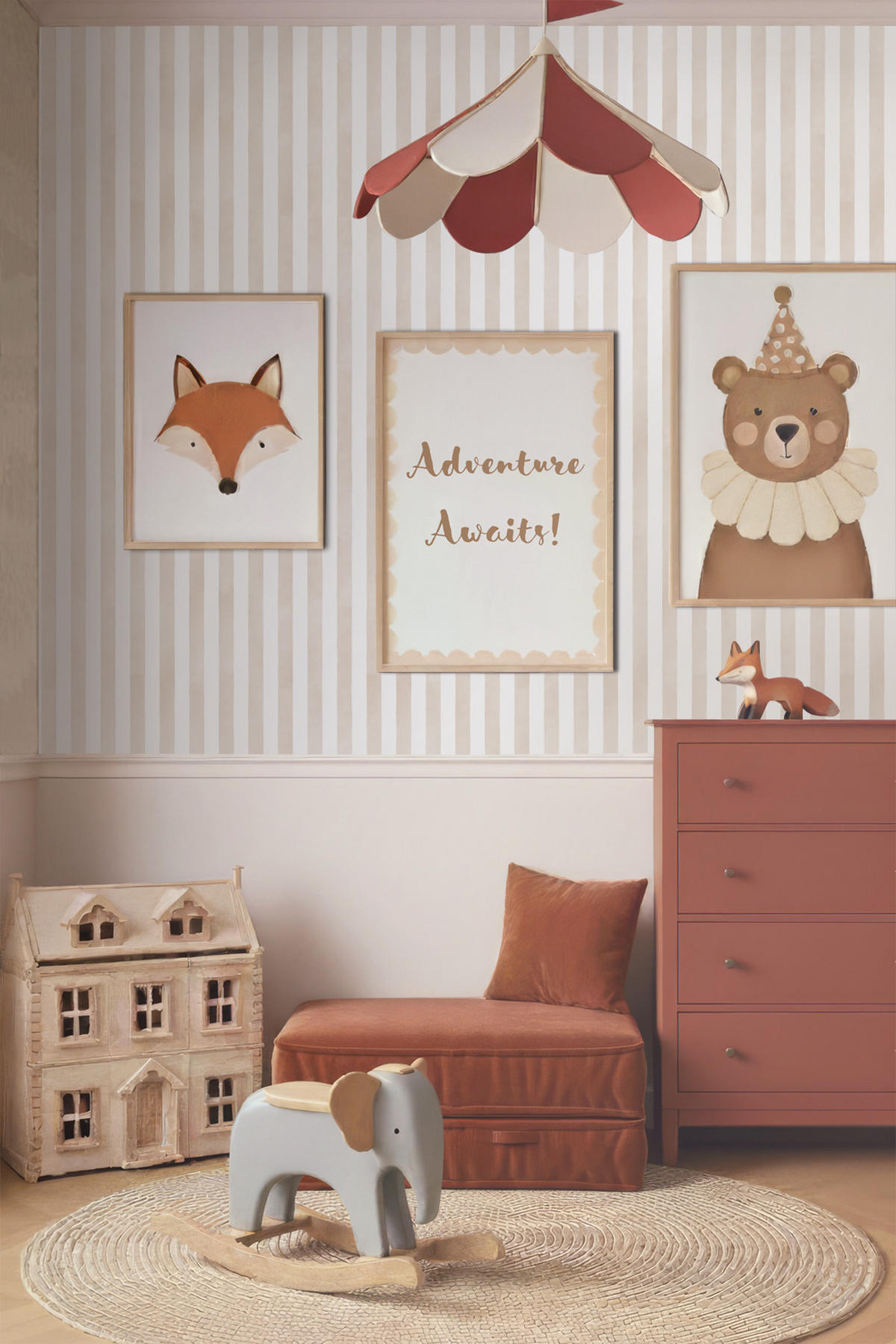 TAPETE Streifenmuster 53 cm x 10.05 m - Beige, Papier (53/0.1cm) - ESTAhome