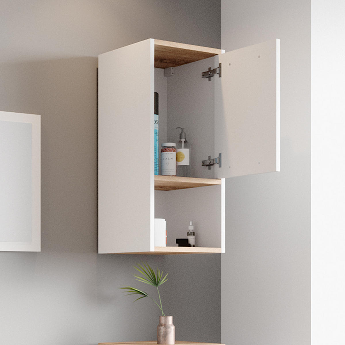 BADSCHRANK Elvio Weiß 32 x 68 cm - Weiß, Holzwerkstoff (32/68/28.1cm) - Vicco