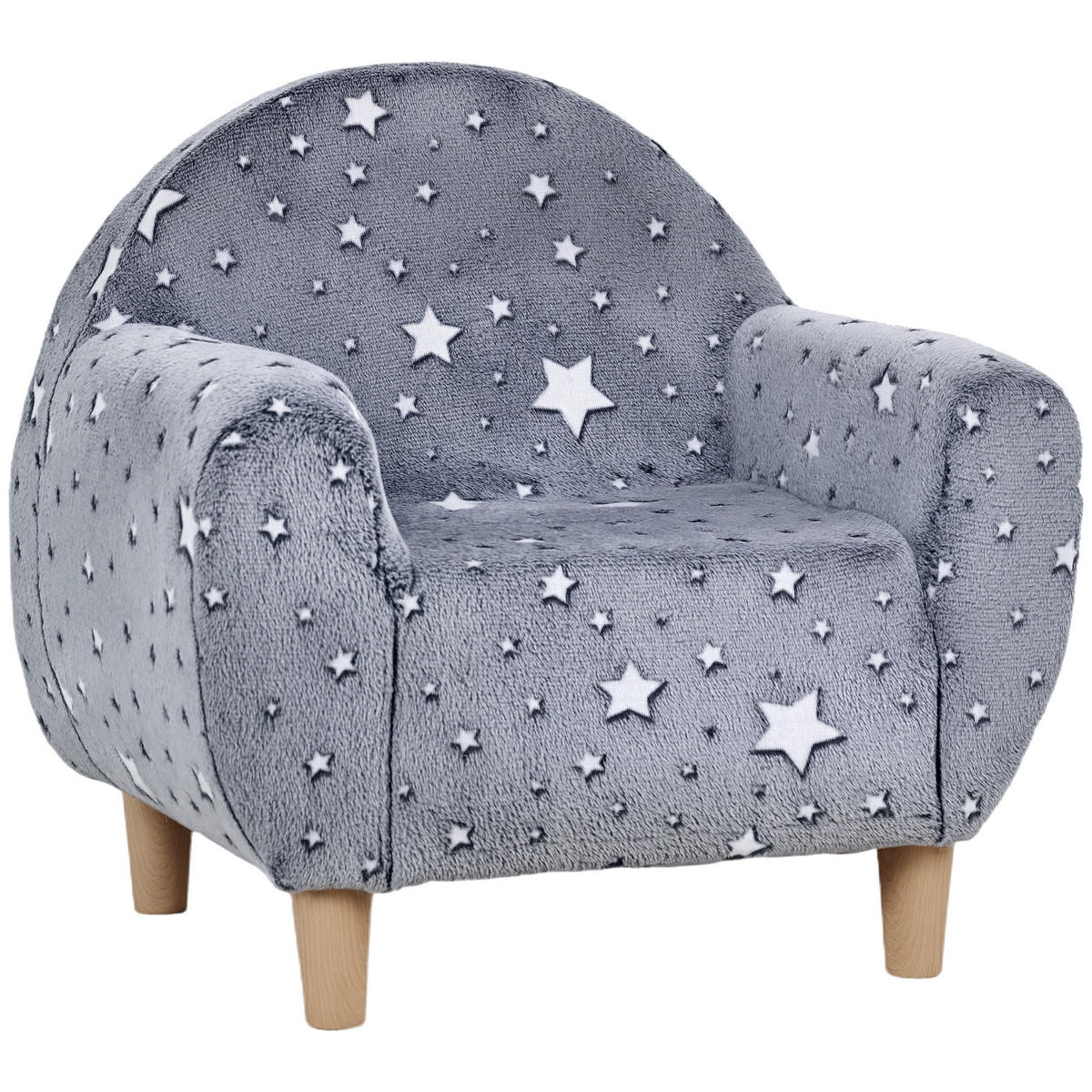 KINDERSESSEL DE-18968 leuchtende Sterne, Samtbezug Grau - Grau, Textil (40/55/55cm) - ComfortXL