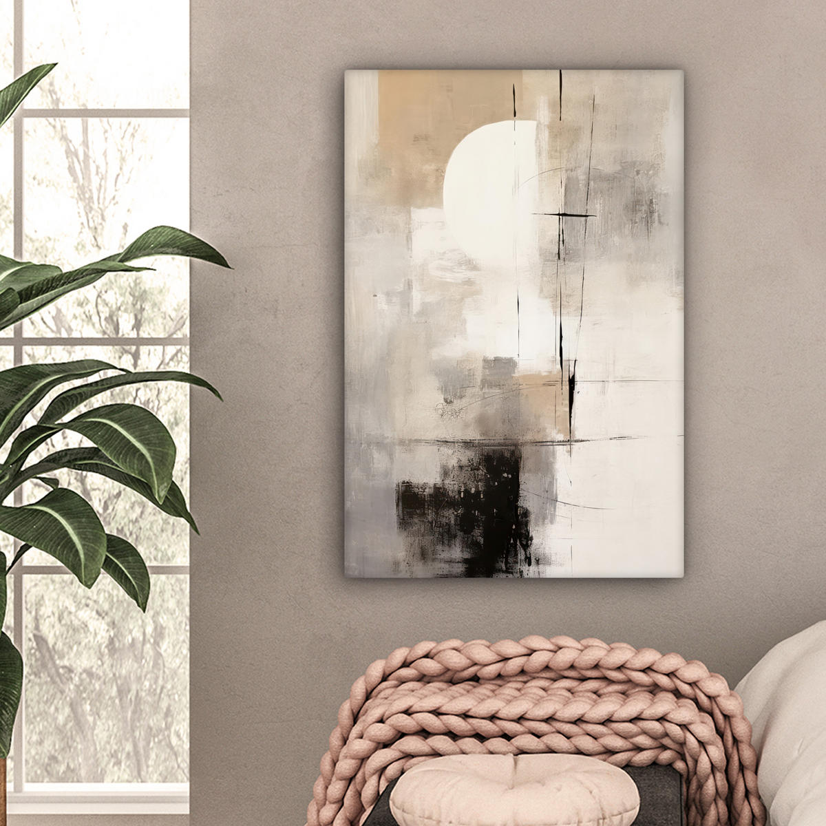 LEINWANDBILD Abstrakt - Kunst - Grau 40x60 cm - Hellgrau, Textil (40/60cm) - MuchoWow