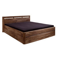 BETT mit Schublade Massivholz Akazie / Sheesham 200 x 200 x 90 dunkelbraun TORONTO #159 - Dunkelbraun, Holz (200/200cm) - Massivmoebel24