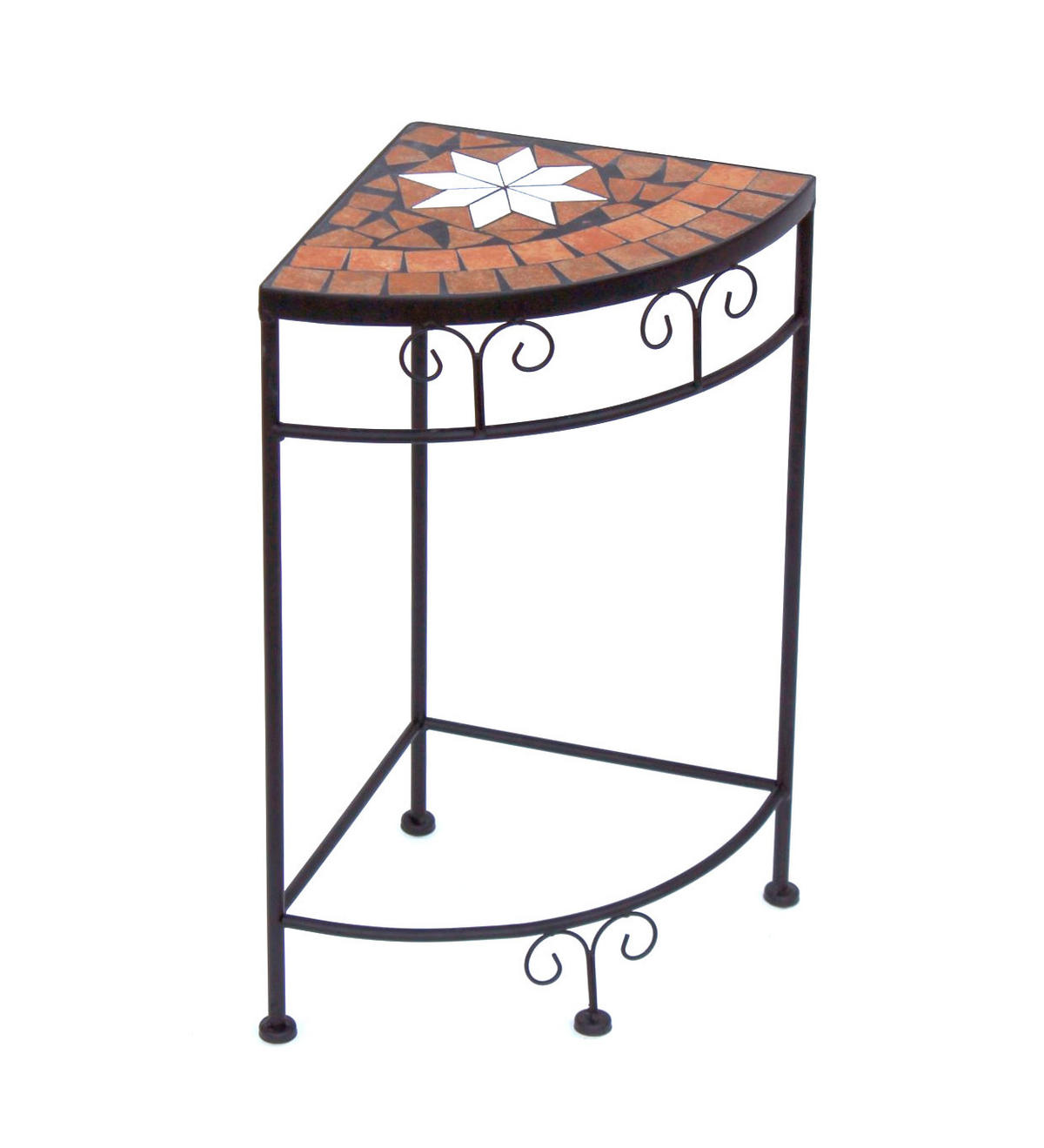 BLUMENHOCKER Ecke mit Mosaik Metall Schwarz/Terrakotta 25/25/52 cm - Schwarz, Metall (25/52/25cm) - DanDiBo