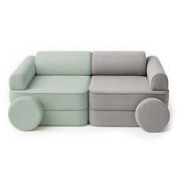 MODULARES Kindersofa 8 Elemente zweifarbig - Olivgrün/Grau, Textil (120/50/60cm) - Bees & Blooms