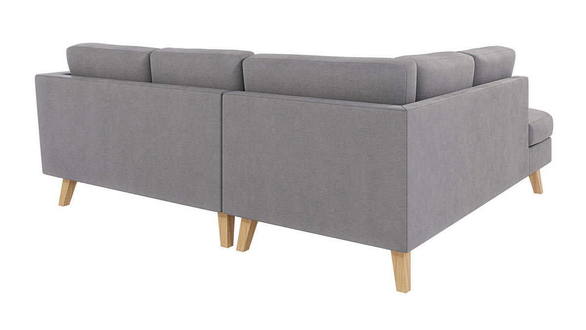 ECKSOFA Mario Grau Microfaser - Naturfarben/Grau, Buchenholz/Textil (221/186cm) - S-Style Möbel