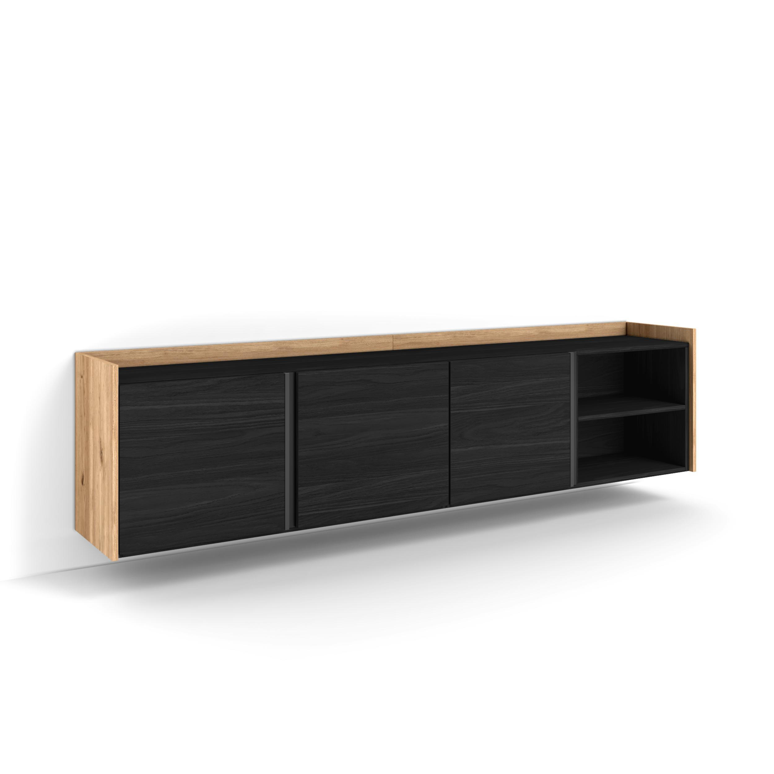 Skraut Home Lowboard, Schwarz 207x50x35 cm