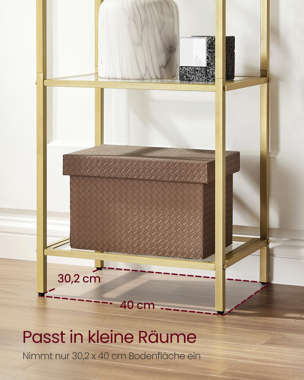 BÜCHERREGAL Binni - Goldfarben, Glas (30/183/40cm) - VASAGLE