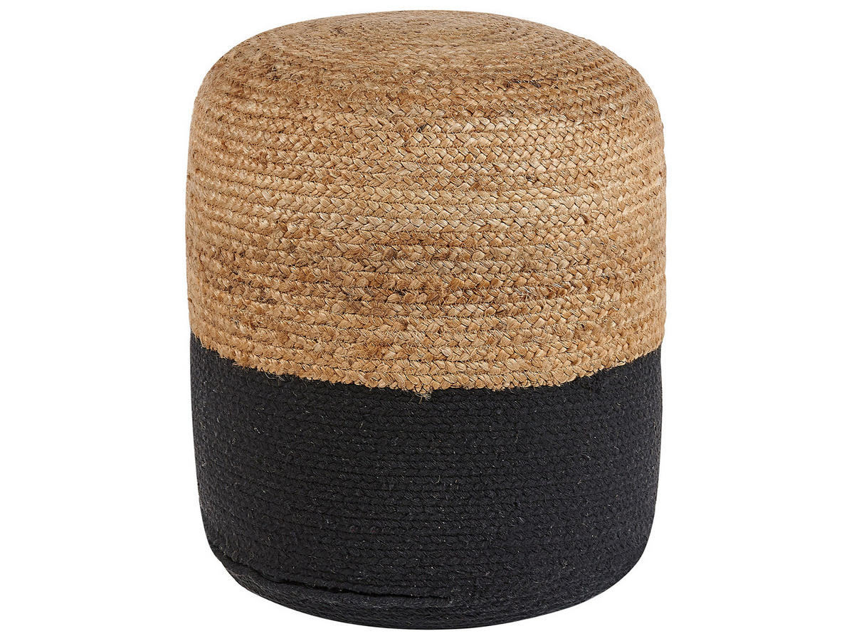 POUF Dalama 46/46/48 cm - Schwarz, Naturmaterialen/Textil (46/48/46cm) - Beliani