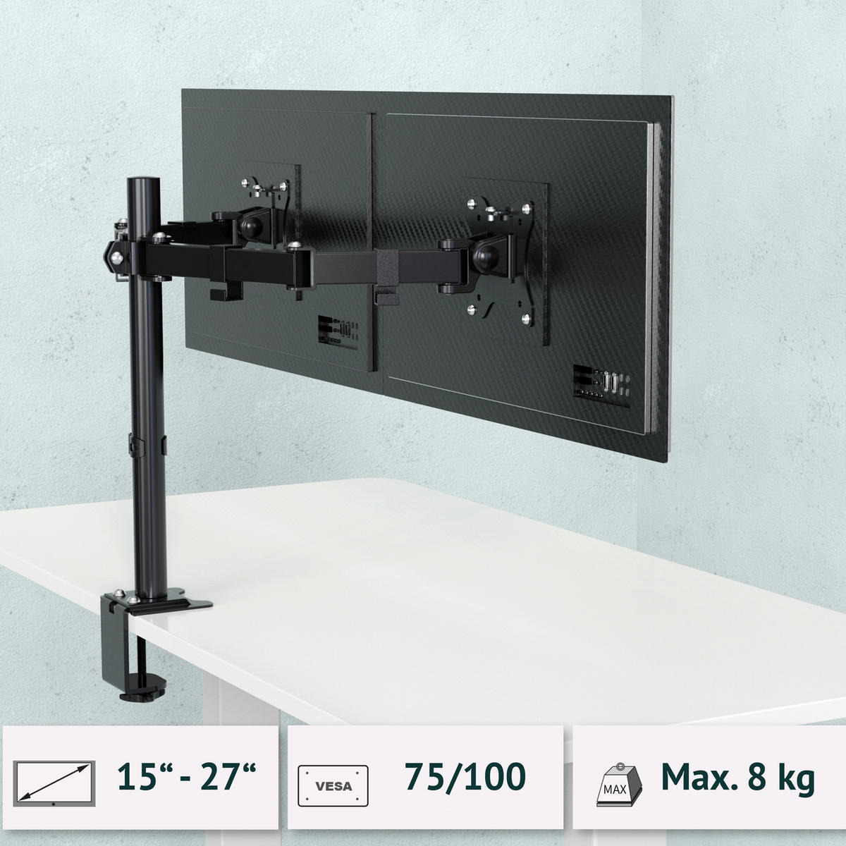 MONITORHALTERUNG Mokpo 2-tlg. - Schwarz, Metall (7/81/40cm) - SVITA