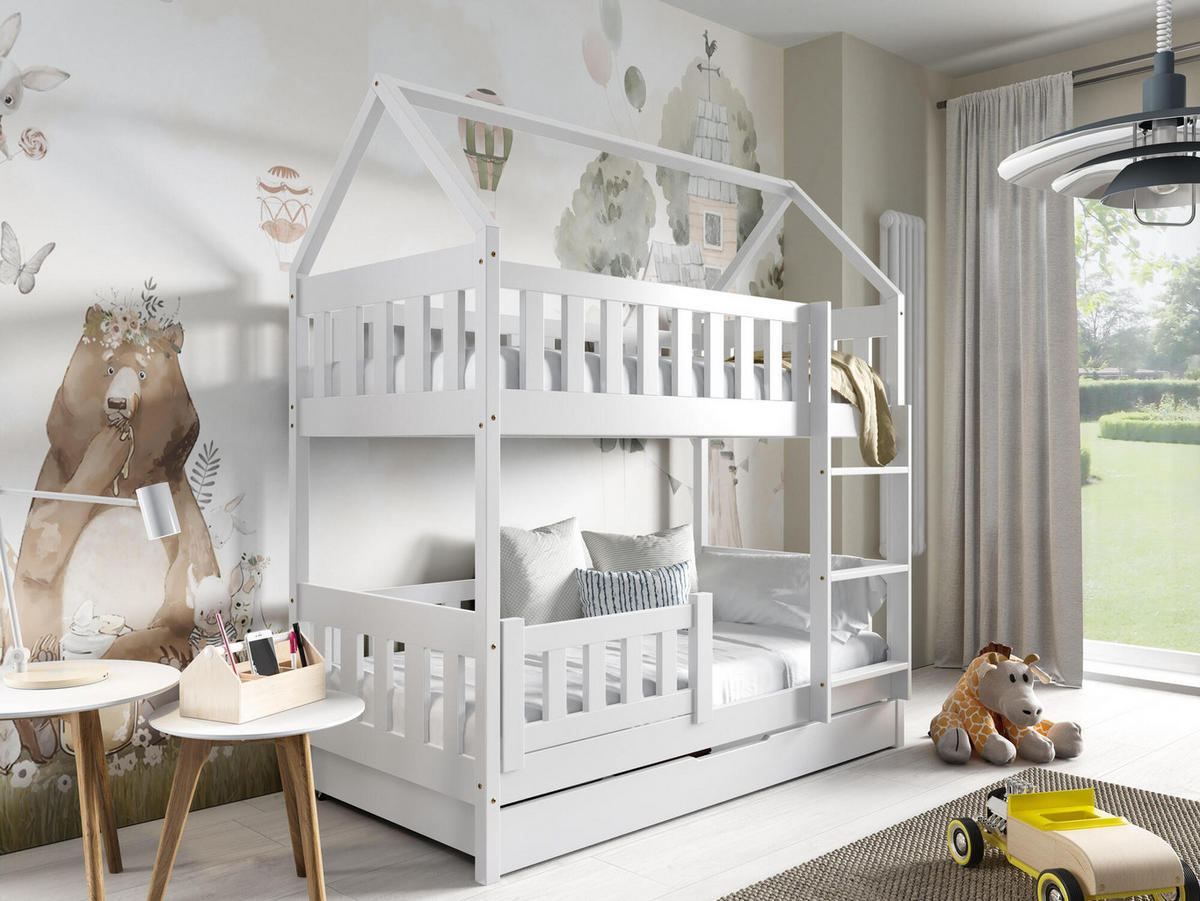 HAUSBETT ZUZIA Weiß 168x86x185 cm - Weiß, Holz - FURNLUX