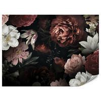 FOTOTAPETE für Büro Bunte Blumen Pfingstrosen Botanisch 200x140 - Rot/Weinrot, Papier (200/140cm) - Muralo