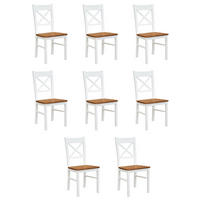 STÜHLE 8ER SET Belluno Elegante Kiefer weiß (RAL9010) lackiert / Kiefer gebeizt, Eichefarben 43 / 44 / 93cm - Eichefarben/Weiß, Holz/Holzwerkstoff (43/93/44cm) - Feldmann-Wohnen