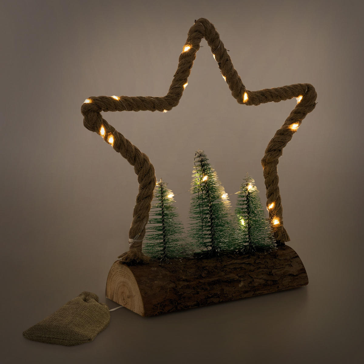 WEIHNACHT JUTE STERN - Braun, Holz (33/30/9.5cm) - ECD-Germany