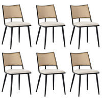 ESSZIMMERSTUHL 6er-Set mit PU-Sitz und Rattan-Rückenlehne Schwarz - Schwarz, Metall (46/80/48.1cm) - Meubliv