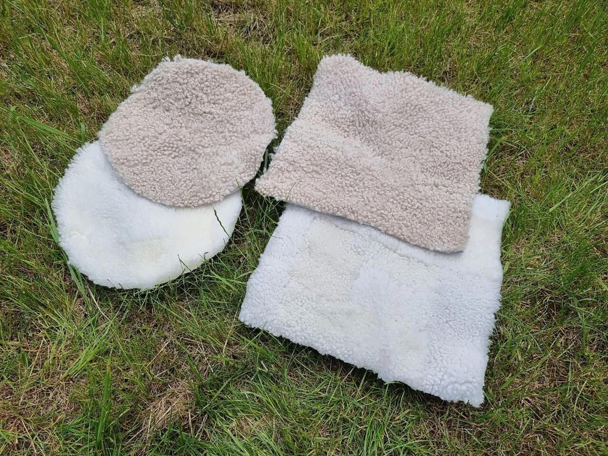 SITZAUFLAGE Lammfell Patchwork natur vernäht weich 37x37 cm Weiß Rund - Weiß, Fell (37/37cm) - Provellus