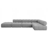 ECKSOFA modulares Sofa Favio-L2 - 380x190x70 cm Hellgrau Velours - Hellgrau, Holzwerkstoff/Textil (380/190cm) - ALTDECOR