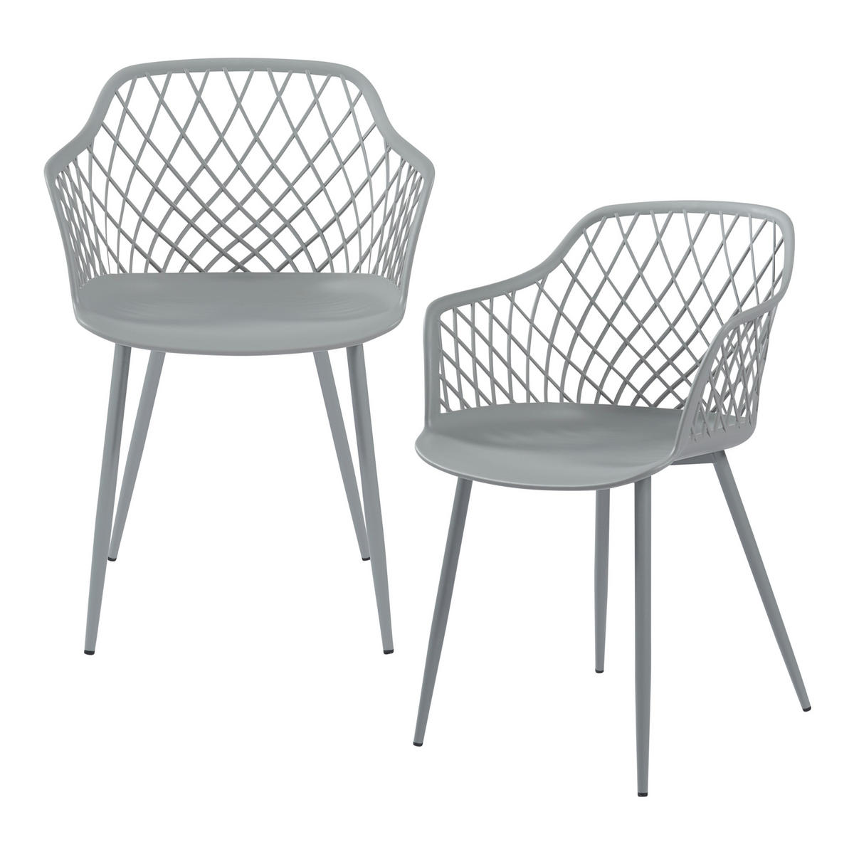 ESSZIMMERSTUHL-SET 2 TLG. Kangasniemi - Hellgrau, Kunststoff/Metall (56/82/52cm) - [en.casa]
