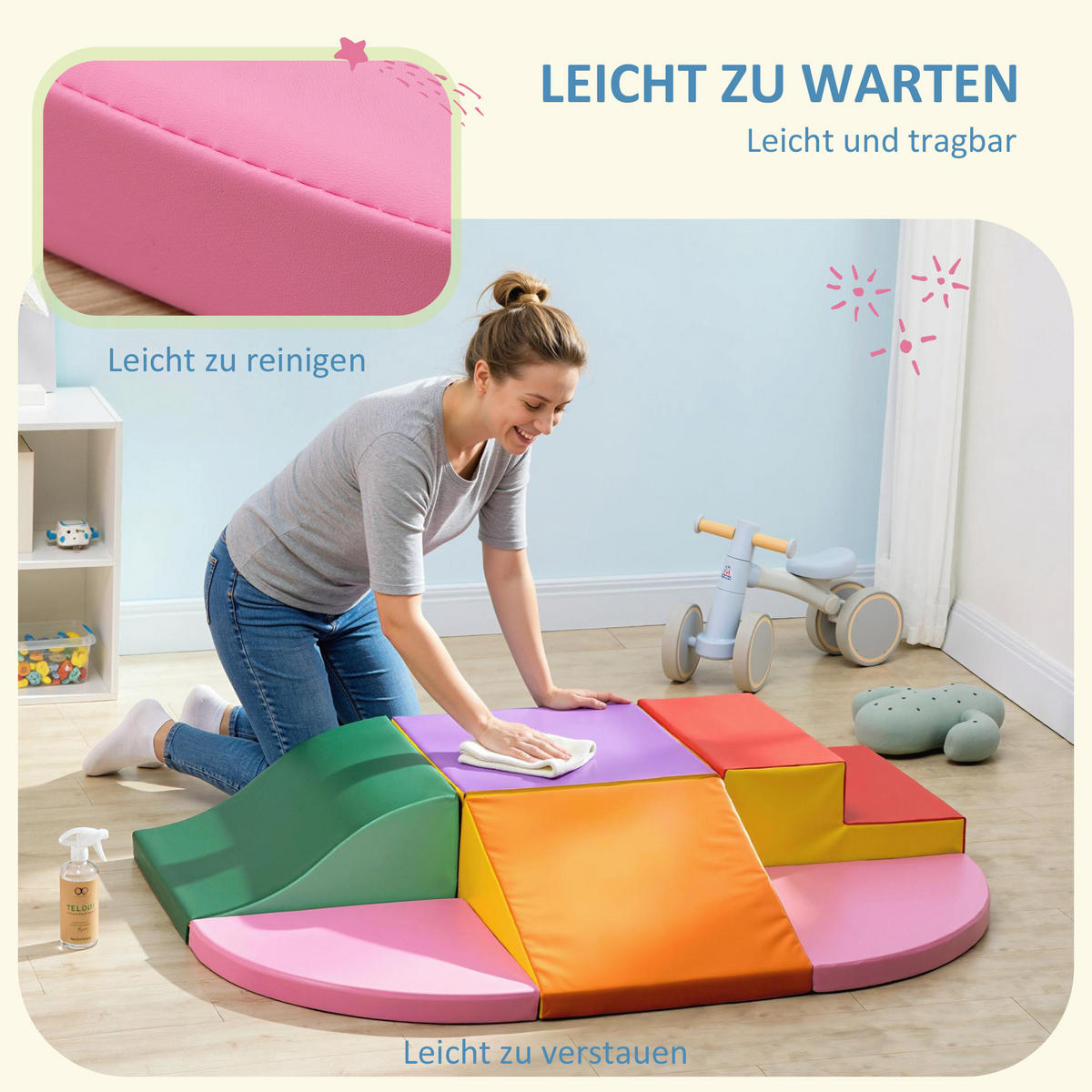 SCHAUMSTOFF-BAUSTEINE 6er Set PU EPE Mehrfarbig - Multicolor, Kunststoff (100/150cm) - HOMCOM