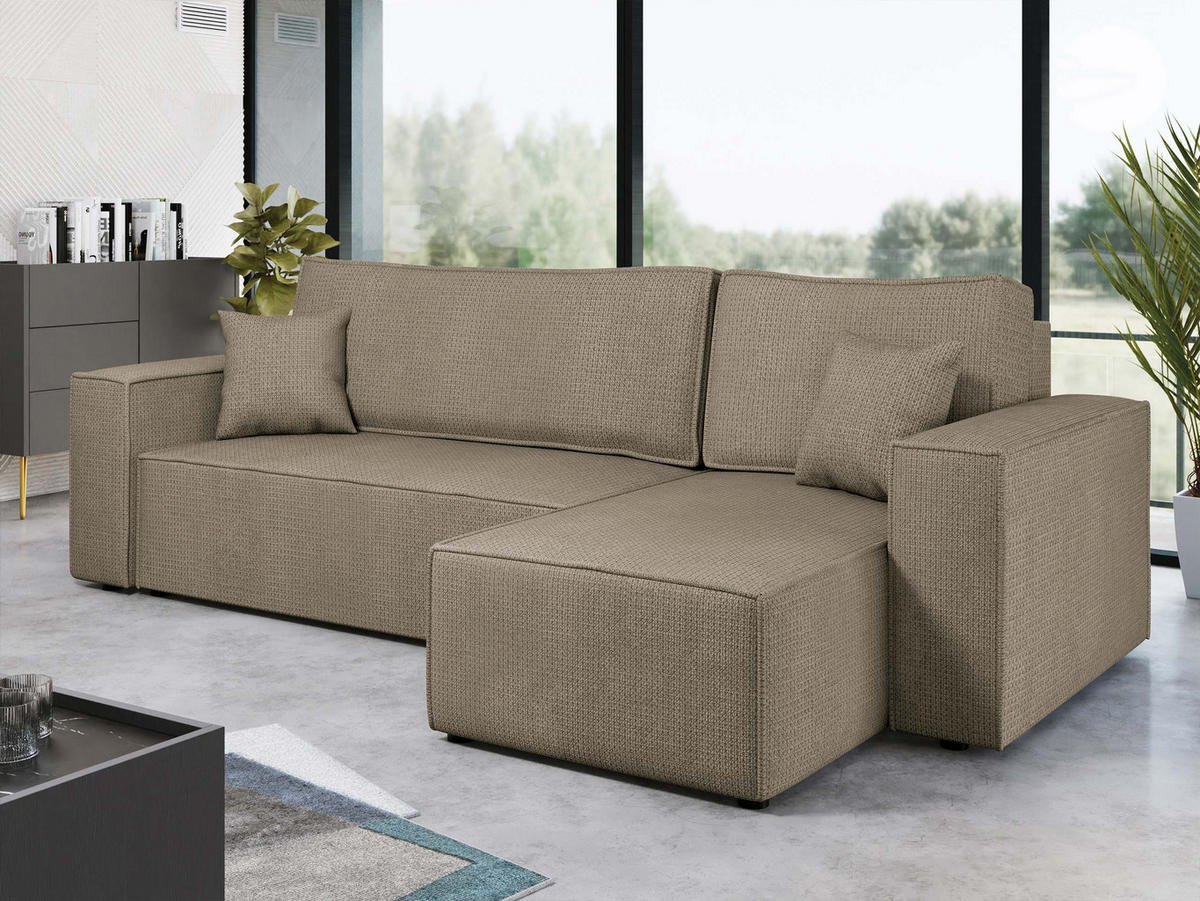 ECKSOFA Karl - Hellbraun/Schwarz, Holz/Kunststoff (244/145cm) - MIRJAN24