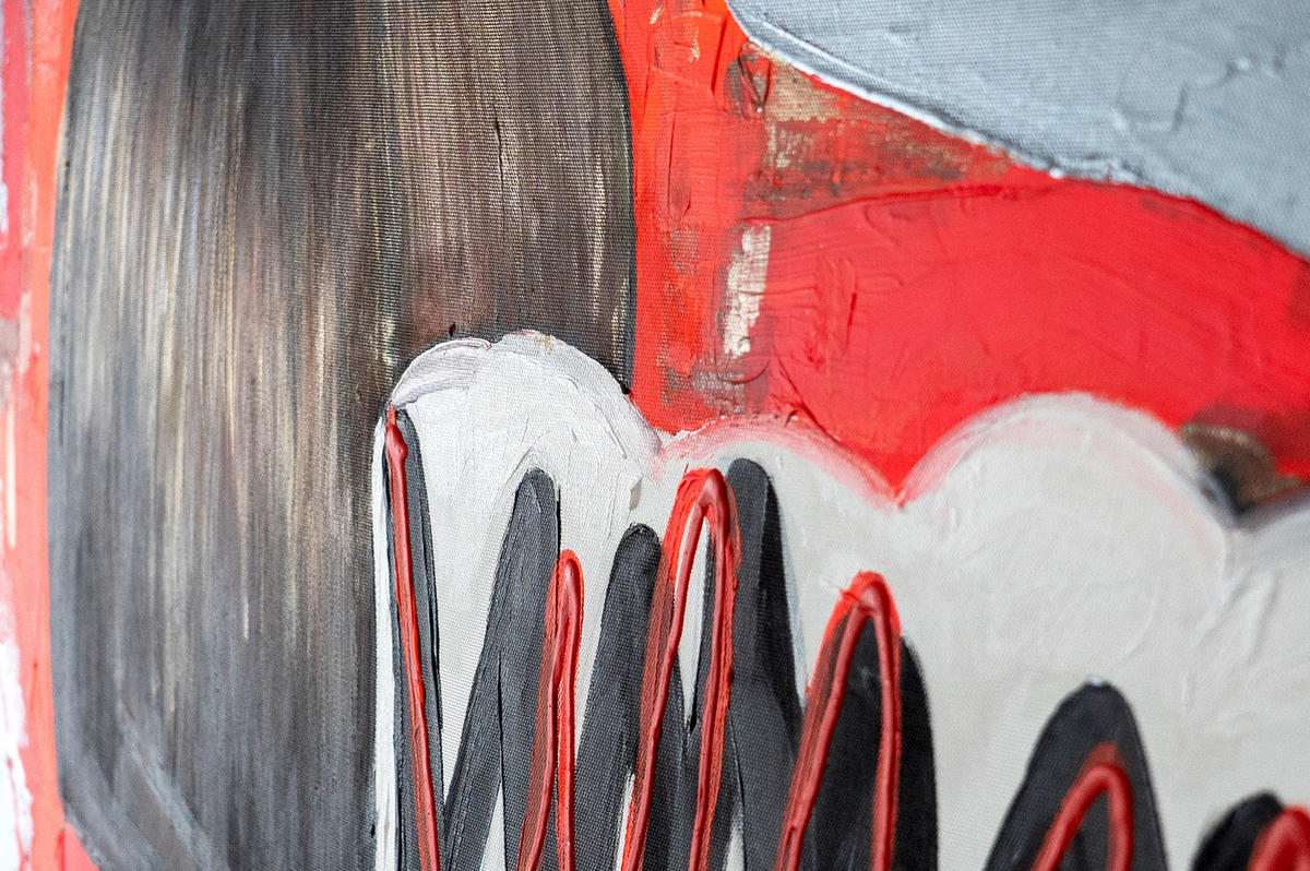 GEMÄLDE Abstrakte Emotion Schattenfugenrahmen Weiß 120x80 cm - Weiß, Holz (120/80cm) - YS-art gallery