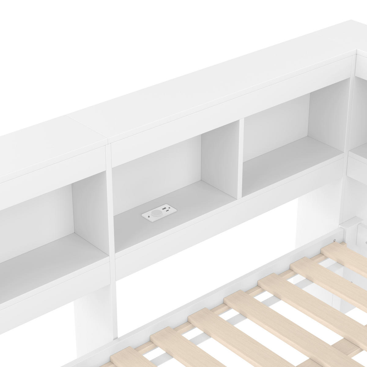 TAPECIRANI krevet na razvlačenje, 140/200 cm, MDF/borovo drvo, bijeli s USB - bijela, drvni materijal (140/200cm) - BEAOK